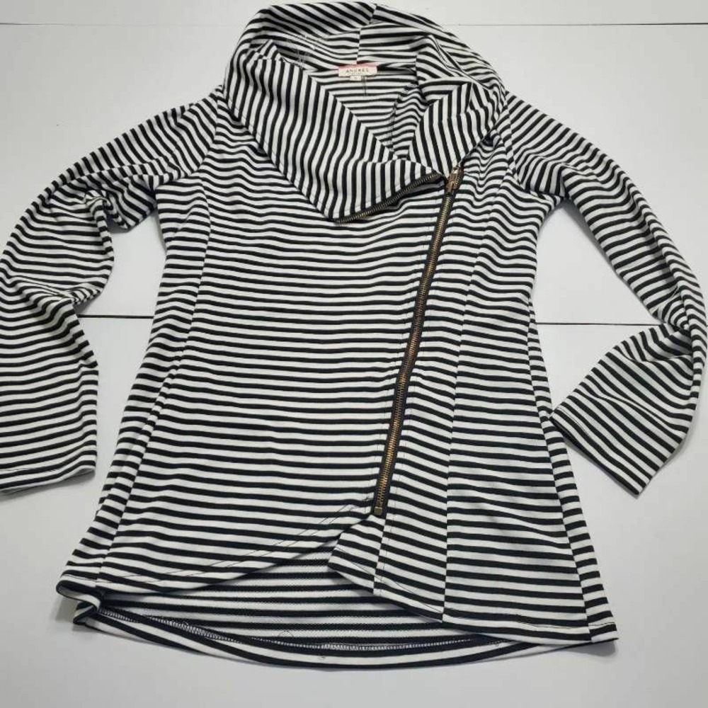 Anthropologie Andree By Unit Waterfall Jacket Black Stripe Small
